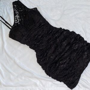 Black lace mini dress